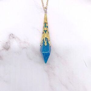Blue ornate Pendulum Pendant Necklace